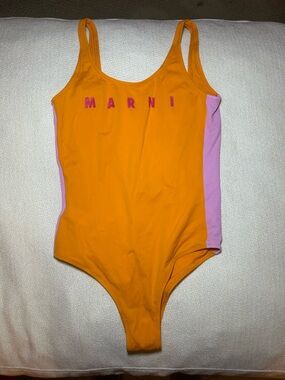 Marni Girls Marni One-Piece with Pink Side Panels